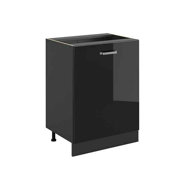 Vicco SPODNÍ SKŘÍŇKA KUCHYŇSKÉ LINKY R-Line, Černý vysoký lesk/Antracit, 60 cm s 1 dveřmi bez pracovní desky