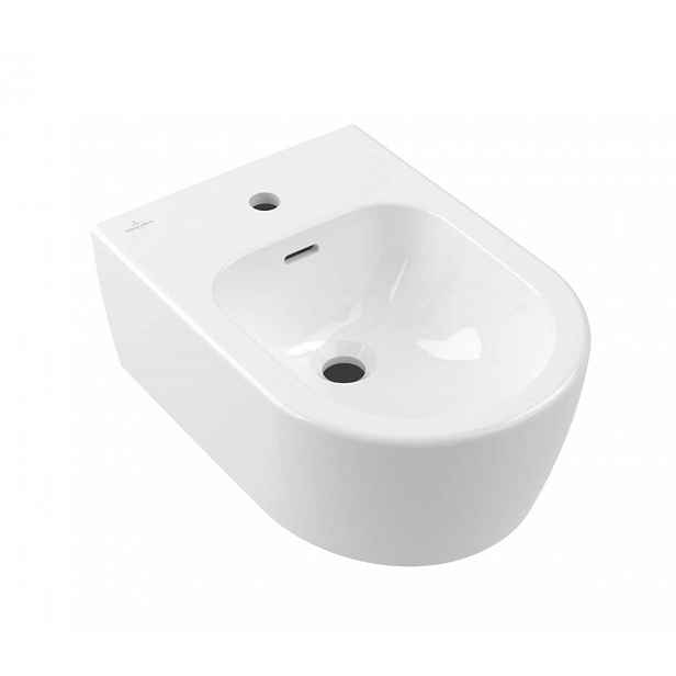 Villeroy & Boch Skyla - Závěsný bidet 530x370 mm, s přepadem, otvor pro baterii, CeramicPlus, alpská bílá 448200R1