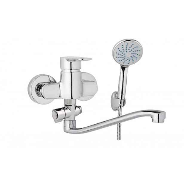 JB Sanitary MIRAM M103221 - Nástěnná umyvadlová a sprchová baterie MIRAM 100 mm; otočný přepínač; s příslušenstvím; S ramínko 250 mm