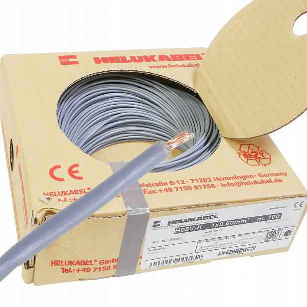 Kabel Lgy 0,5 mm šedá Helukabel 500 V 100 m