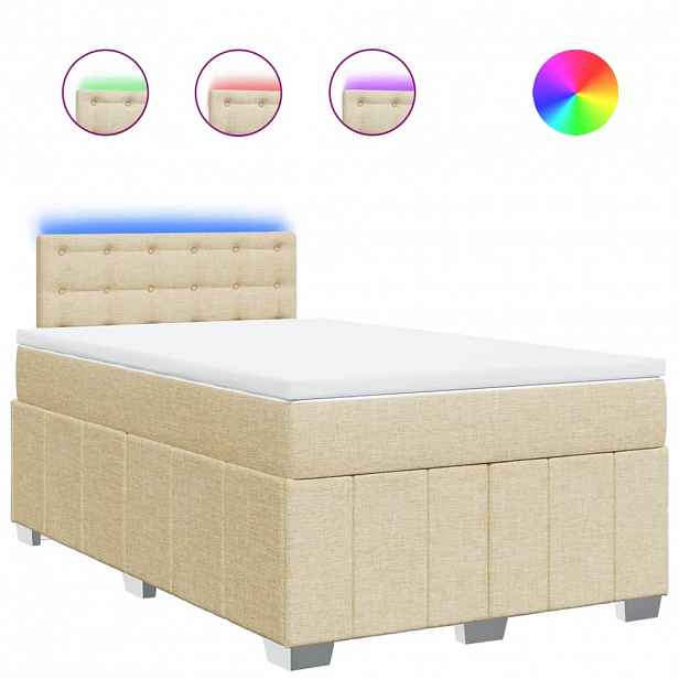 vidaXL Box spring postel s matrací krémová 120x200 cm textil