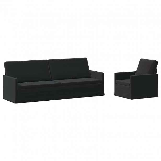 vidaXL Set pohovek 2 pcs Černá Samet