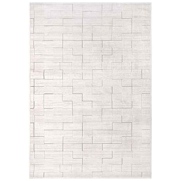 Koberec krémový 200x300 cm geometrický, moderní pro alergiky Oeko-Tex