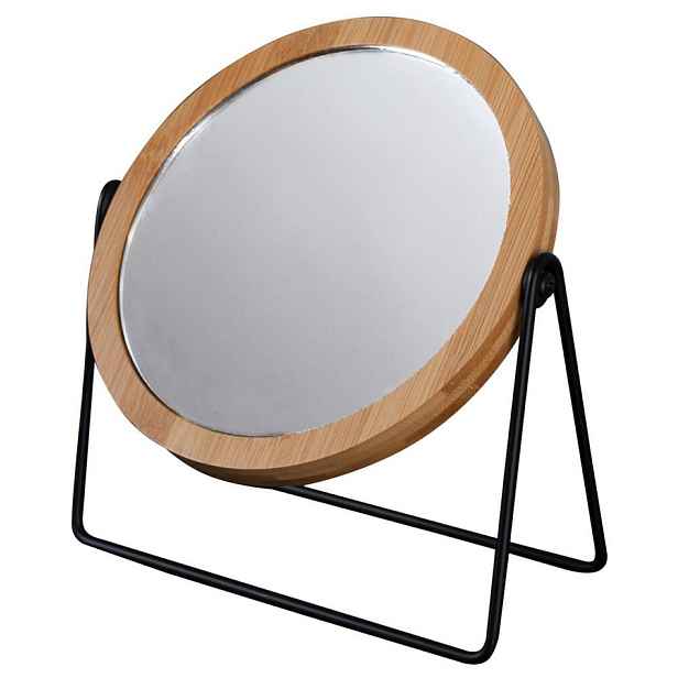 Ridder KARA kosmetické zrcátko na postavení, O 145mm, oboustranné, černá/bambus
