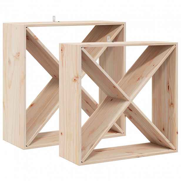vidaXL Stojan na víno 2 ks Přírodní 62 x 25 x 62 cm