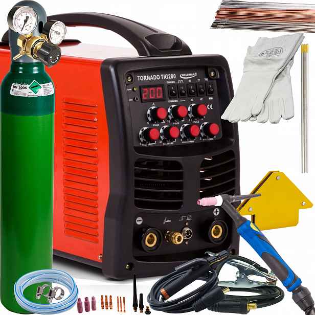 Weldman Tornado Tig 200 Ac/dc Hf Puls Svařovací stroj Tig Mma Mosfet Igbt SET2
