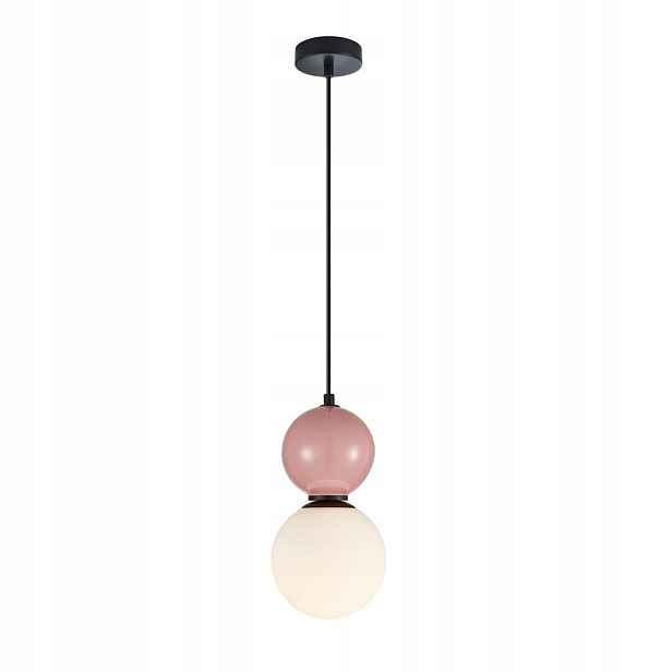 Závěsná lampa Italux Mastal černá růžová koule E27 40W IP20