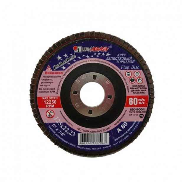 Lamelový brusný kotouč 125 × 22,23 mm, zrnitost 80, korundový