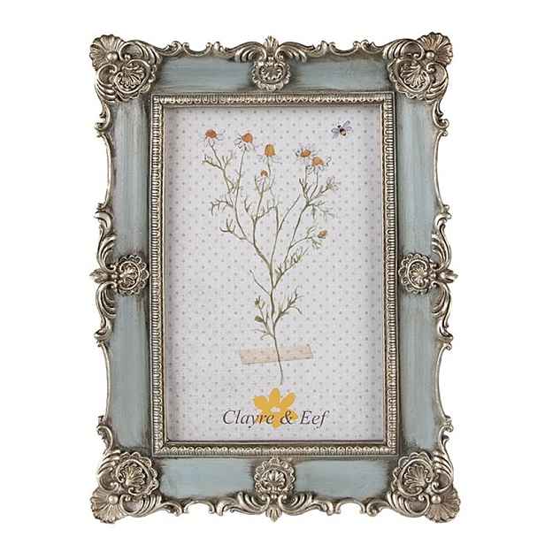 Modro-stříbrný fotorámeček Romania - 15*2*20 cm / 10*15cm Clayre & Eef