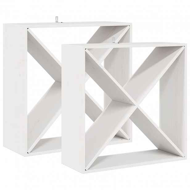 vidaXL Stojan na víno 2 ks Bílá 62 x 25 x 62 cm Masivní borové dřevo