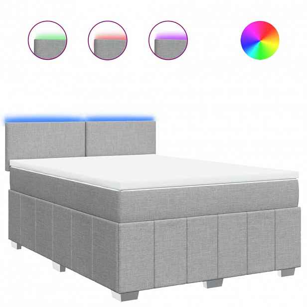 vidaXL Box spring postel s matrací světle šedá 140 x 190 cm textil