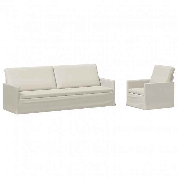 vidaXL Set pohovek 2 pcs Krémová Samet