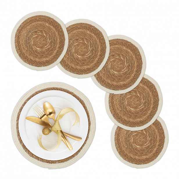 Relaxdays PROSTÍRÁNÍ Přírodní bílá 6dílný-set z vodního hyacintu 36 cm