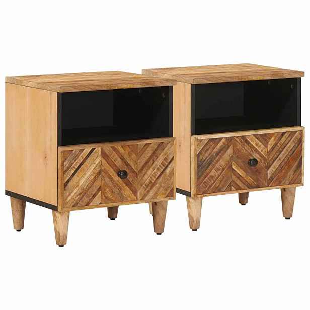 vidaXL Noční stolek 2 ks Hnědá 50 x 33 x 60 cm Masivní mangové dřevo
