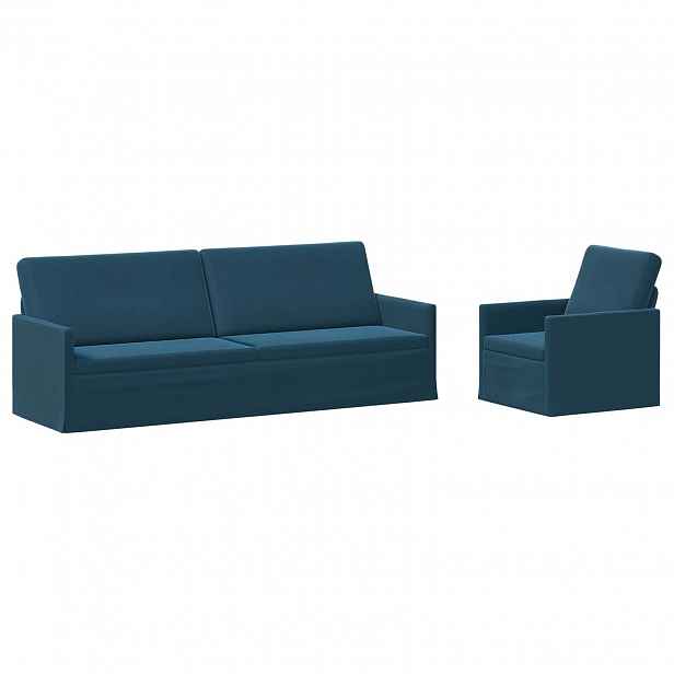 vidaXL Set pohovek 2 pcs Modrá Samet