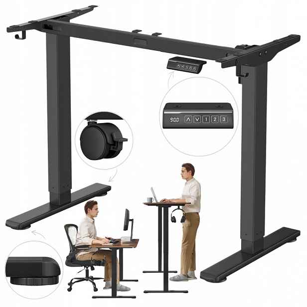 K Psacímu Stolu elektrický, nastavitelný, vysoká paměť, ergonomický, černý