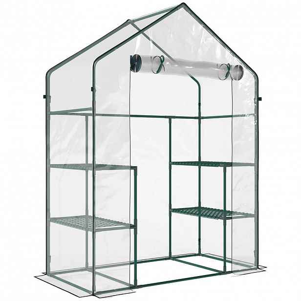 Outsunny FOLIOVÝ SKLENÍK, průhledný, kov, PVC