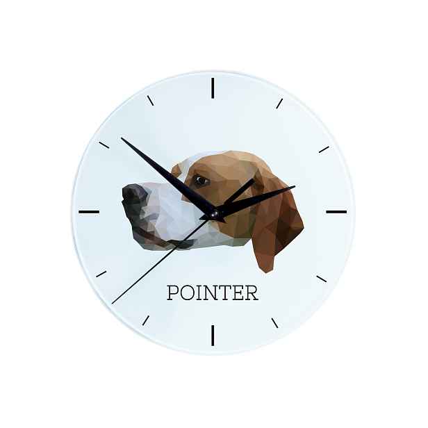 Pointer skleněný závěsný nástěnný hodinový stroj s geometrickým psem