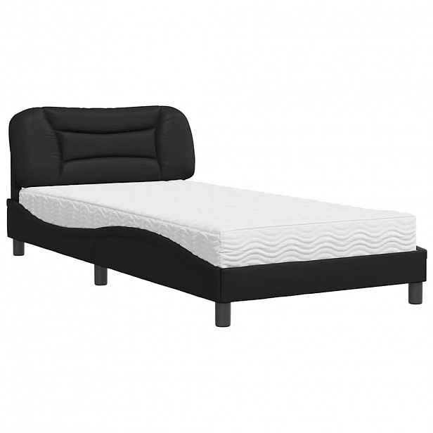 vidaXL Postel s matrací Hvar černá 100 x 200 cm umělá kůže