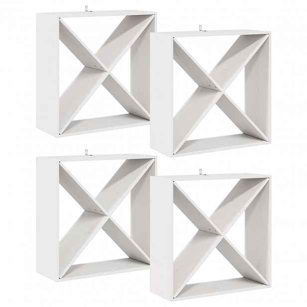 vidaXL Stojan na víno 4 ks Bílá 62 x 25 x 62 cm Masivní borové dřevo