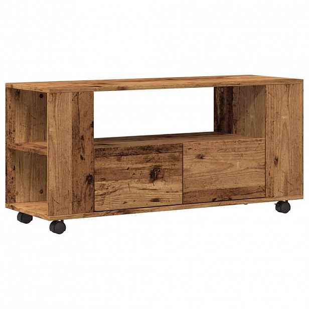 vidaXL TV skříňka na kolečkách old wood 102 x 34,5 x 43 cm kompozit