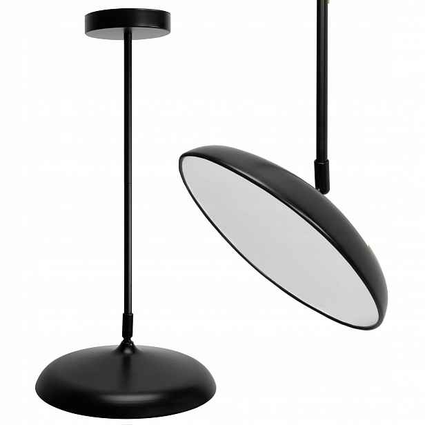 Závěsná Led lampa Plochá Černá 25 cm Moderní kovová lampa Kulatá