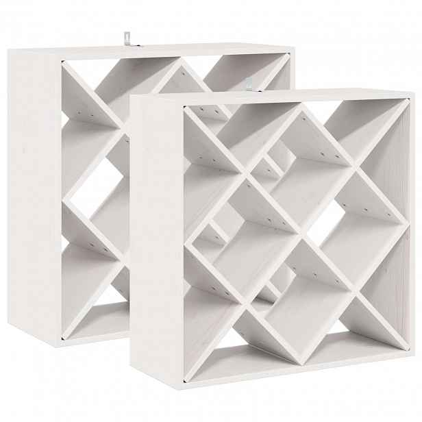 vidaXL Stojan na víno 2 ks Bílá 62 x 25 x 62 cm Masivní borové dřevo