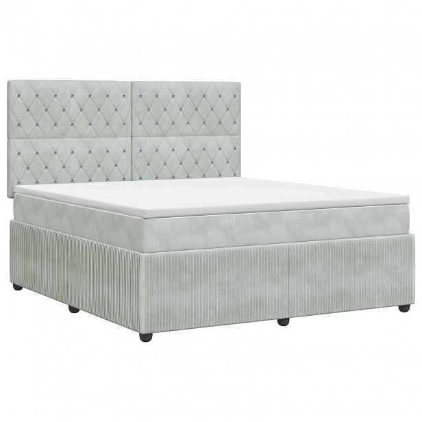 vidaXL Postel boxspring s matrací Světle šedá 140 x 200 cm Samet