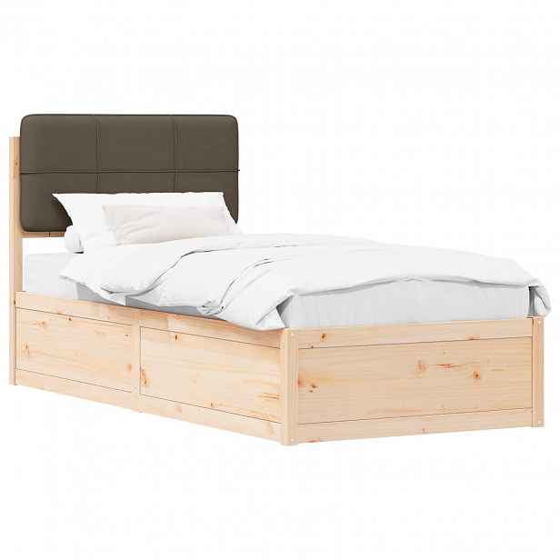 vidaXL Rám postele s čalouněným čelem s čelo Taupe 90 x 200 cm