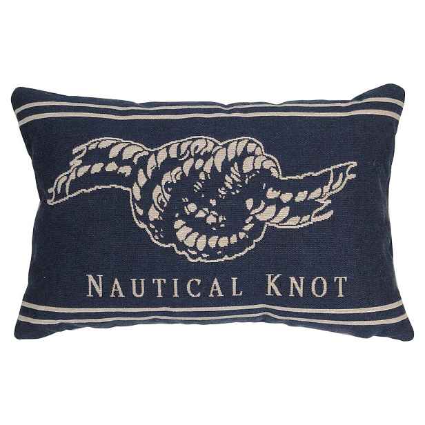 Béžovo-modrý gobelínový polštář s uzlem Nautical knot - 45*15*30cm Mars & More