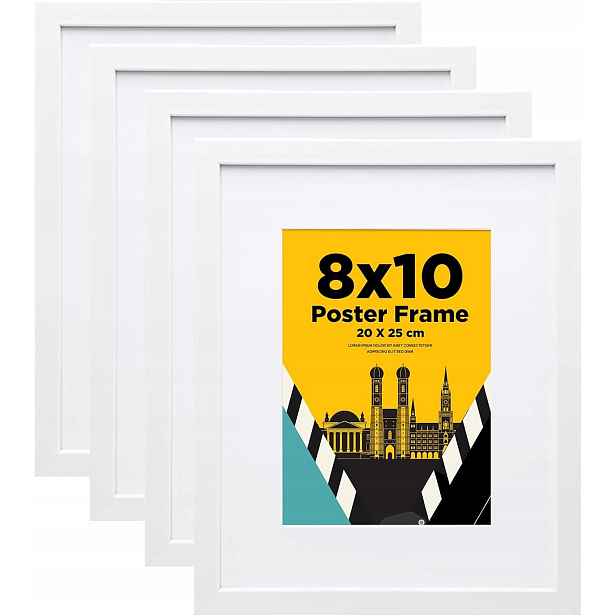 Fotorámečky Egofine 20x25 cm bílé, sada 4 kusů s dřevěným sklem