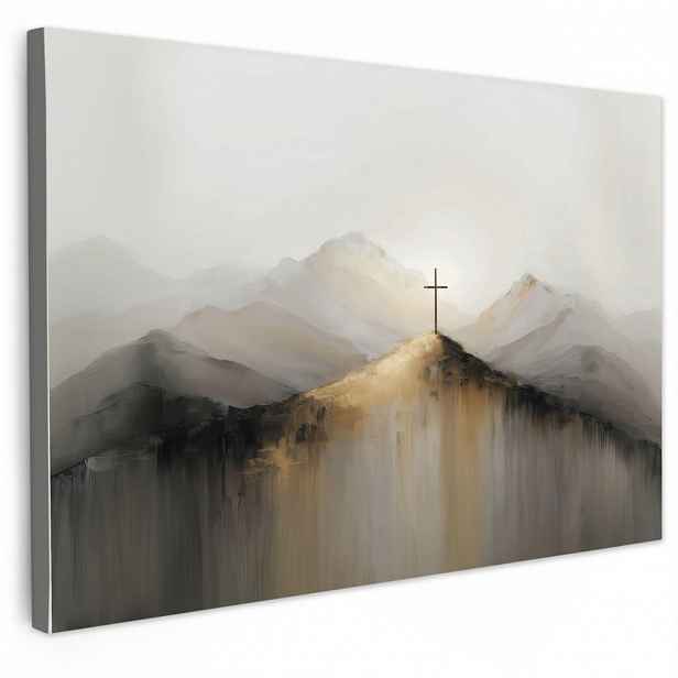 MuchoWow OBRAZ NA PLÁTNĚ Hills - Abstrakt - Cross - Křesťanství 30x20 cm