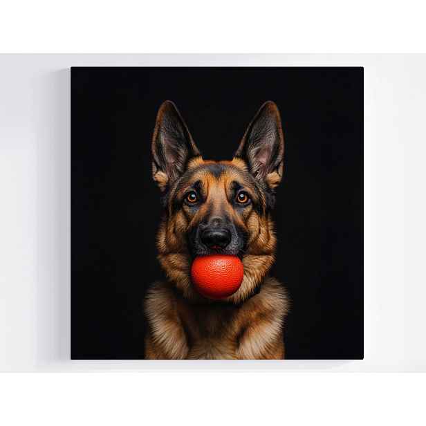 Obraz Na Plátně Canvas Pes Německý Ovčák Vlčák Zábava Míč 50x50