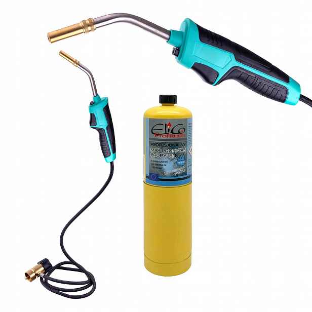 Plynový Hořák Mapp Propan Turbo Piezo Pro Pájení Hadice 120 cm Láhev Elico