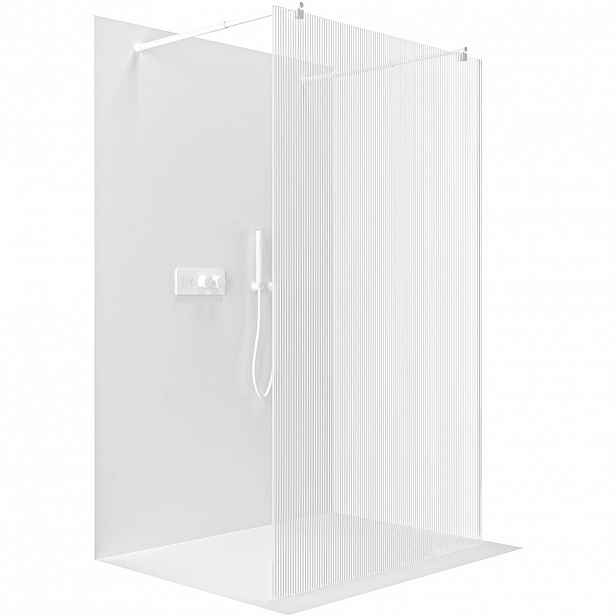 Sprchová zástěna Walk-in Onyx Duo L/P - 8 mm - kulatá vzpěra - bílá matná, rýhované sklo - 80x200 cm