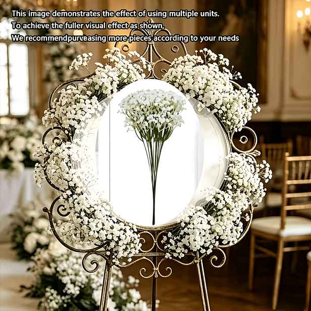TEMU 15 svazků po 450 stoncích - Umělá gypsophila nejvyšší kvality, bílá umělá kytice gypsophily, vhodná pro svatební a narozeninové dekorace,