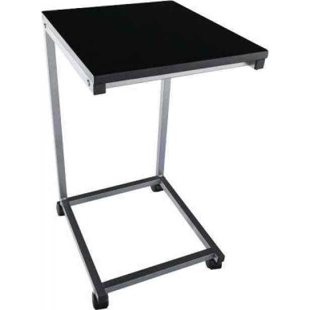 Příruční stolek MANNY, černá/kov stříbrná
