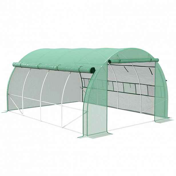 Outsunny FOLIOVÝ SKLENÍK, zelený, pozinkovaná ocel, PE plast