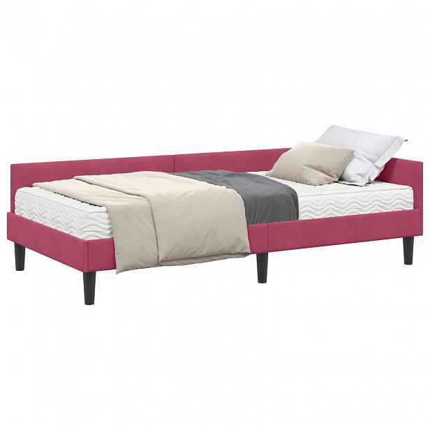 vidaXL Rohový rám postele s matrací 2 ks Víno Červené 100 x 200 cm
