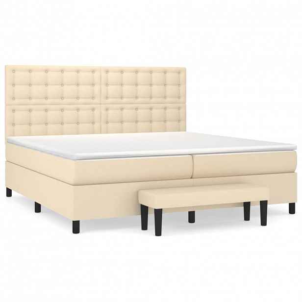 vidaXL Box spring postel s matrací krémová 200x200 cm textil