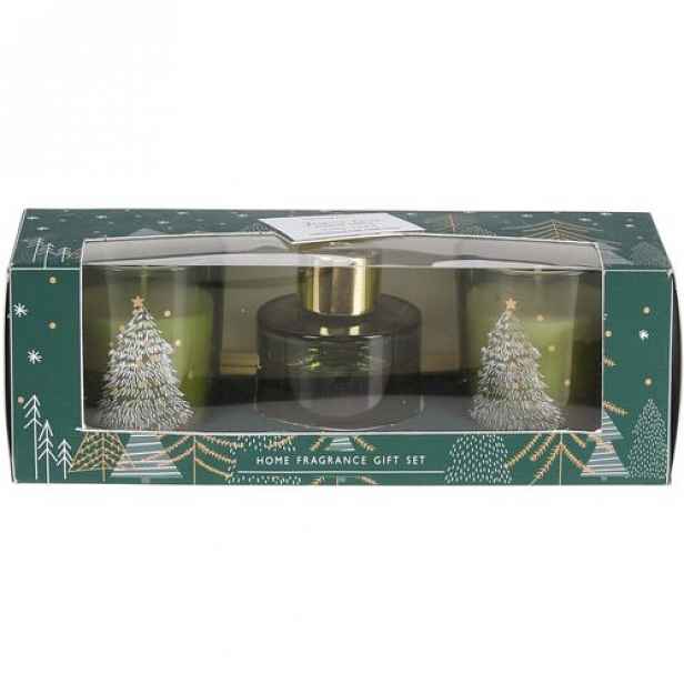 Sada svíček a difuzéru Christmas zelená 3 ks