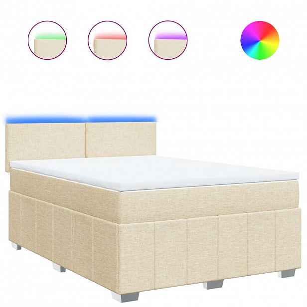 vidaXL Box spring postel s matrací krémová 140x190 cm textil