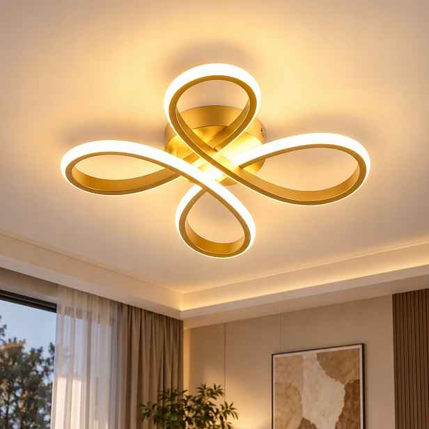 Stropní svítidlo Led pro obývací pokoj a ložnici, zlaté, 30W, 3000K