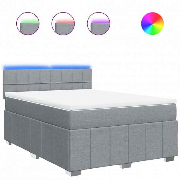 vidaXL Box spring postel s matrací světle šedá 140 x 190 cm textil