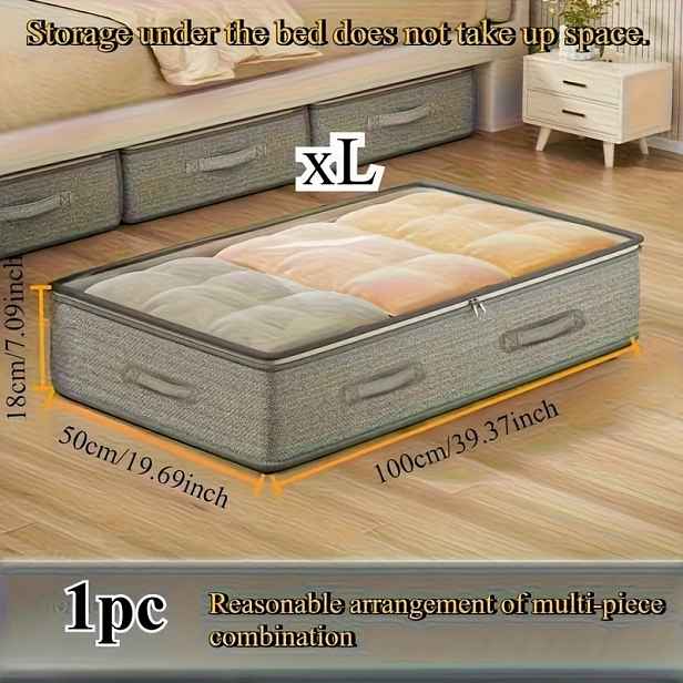 TEMU 1ks Úložný box pod postel – Skládací organizér do šatníku z látky, vhodný pro deky a přikrývky | Úsporný design, multifunkční použití, nezabírá