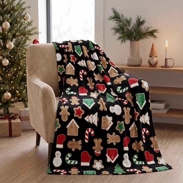 Dětská vánoční deka z mikrovlákna CHRISTMASSY černá 130x170 cm
