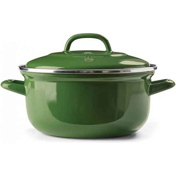 Kulatá smaltovaná Zapékací Mísa s víkem – 20 cm/2.5 l, zelená