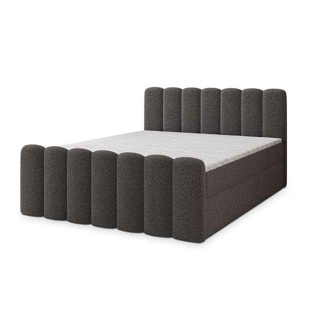 MASSENO AMERICKÁ POSTEL CELLA, 200x200 cm s matrací a úložným prostorem, H2+H3, šedá