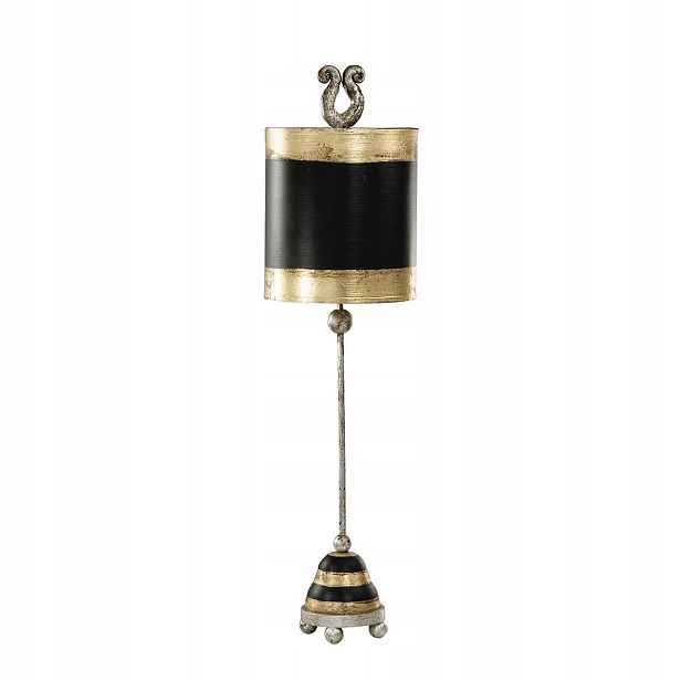 Stolní lampa Art Deco černá zlatá s pruhy 77.5 cm do obývacího pokoje Flambeau