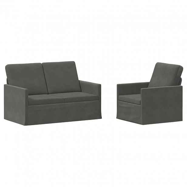 vidaXL Set pohovek 2 pcs Tmavě šedá Žebrovaná látka